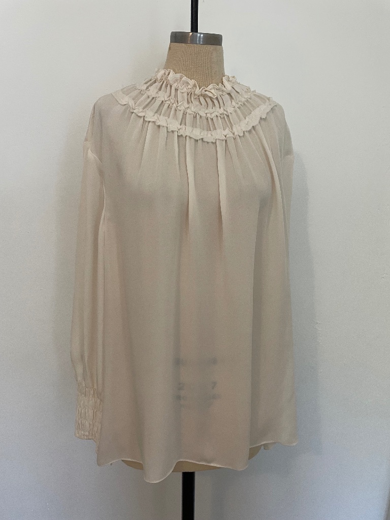 Kobi Halperin 100% Silk Long Sleeve Flowy Prairie Blouse, Boho White, Size Xxl